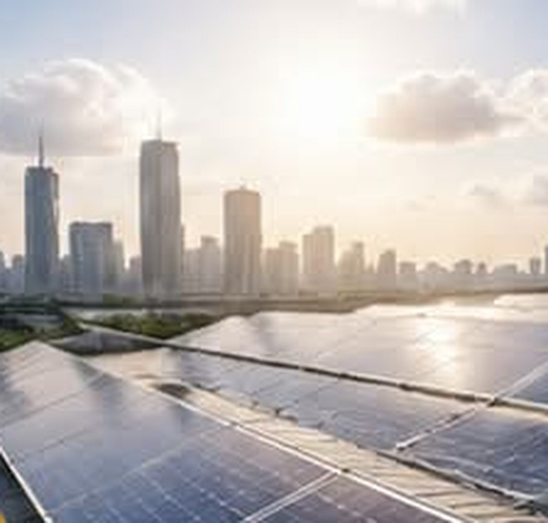 Rooftop solar power plant installed on a commercial building