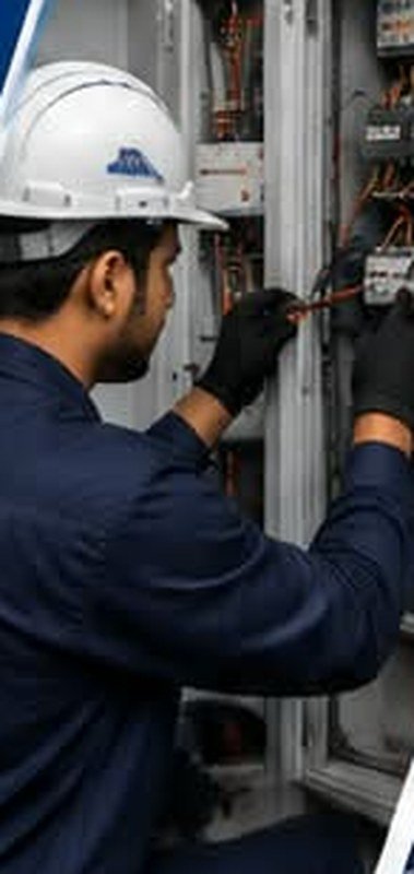 Trinexa technician terminating cables inside a distribution panel